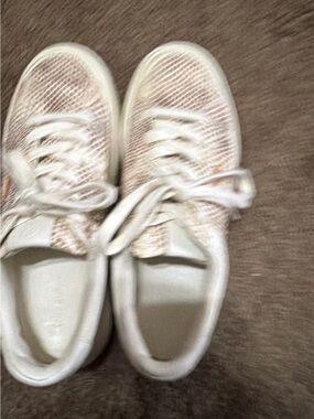 Tory Burch Knit Lace-Up Sneakers in Cream and White